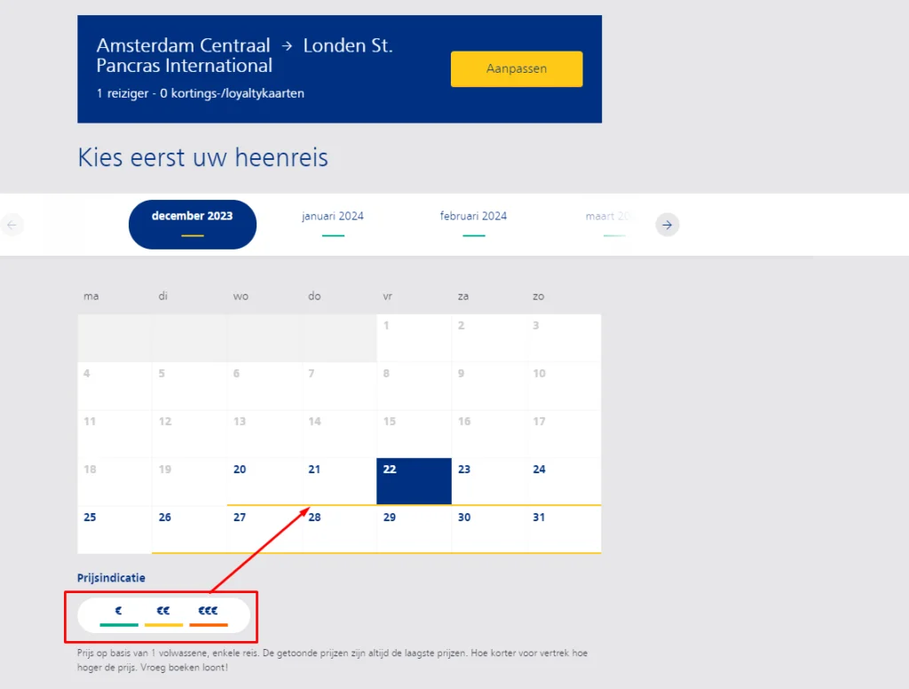 prijzen kanaaltunnel trein